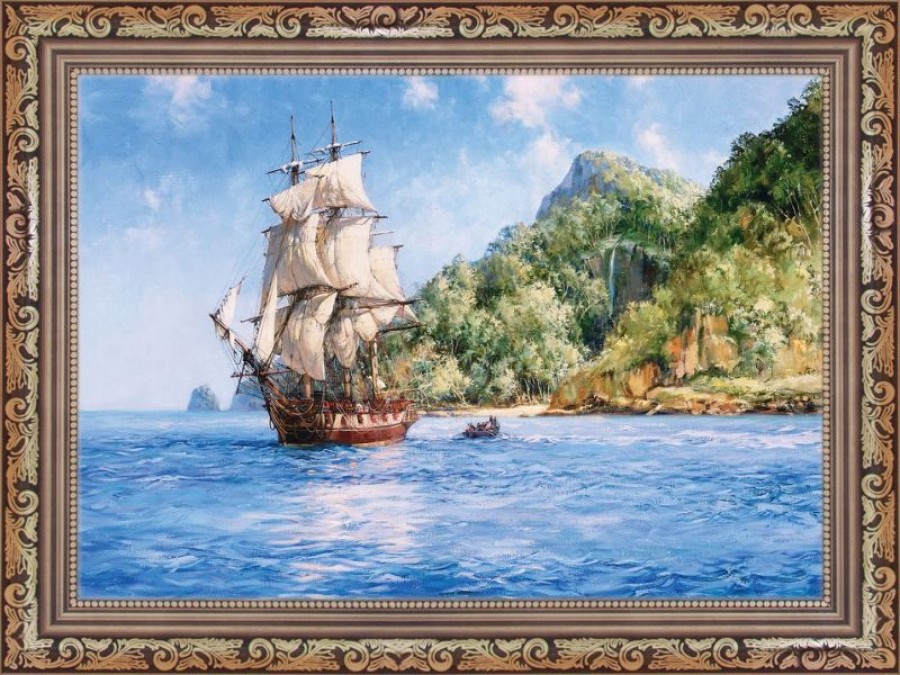Картина гобелен корабль