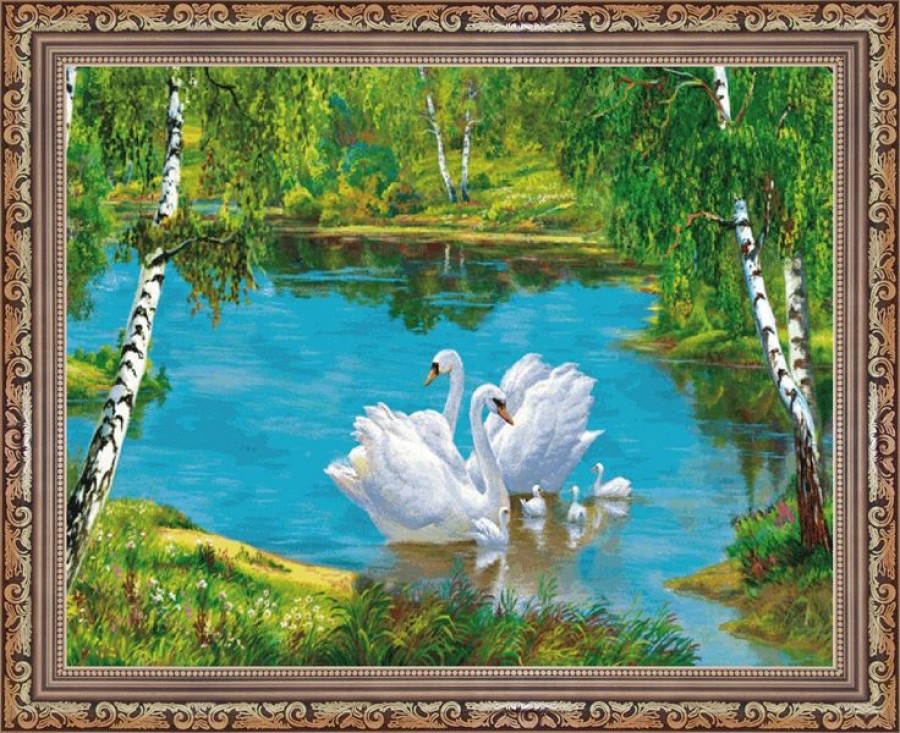 Алмазная мозаика 100 на 100. Лебеди живопись. Пейзаж с лебедями. Картина "лебеди". Картина слебидями.
